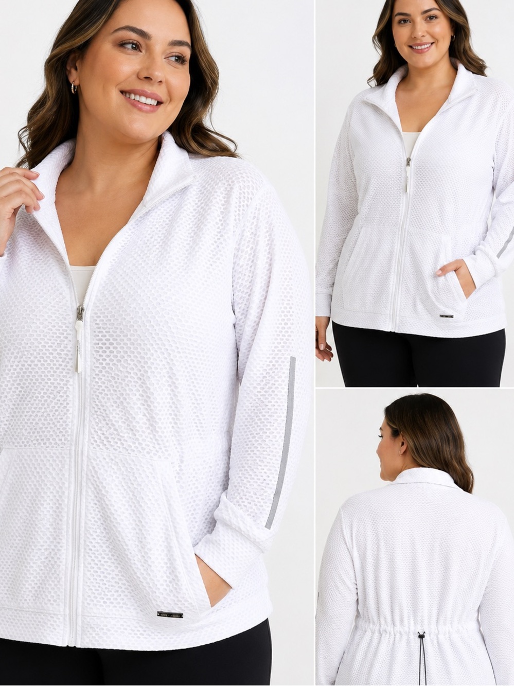 Nine West White Textured Active Jacket